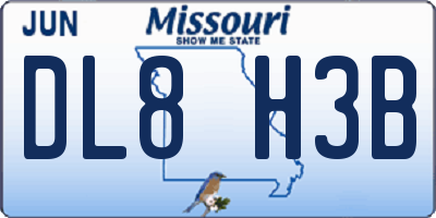 MO license plate DL8H3B