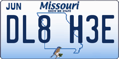 MO license plate DL8H3E