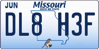 MO license plate DL8H3F
