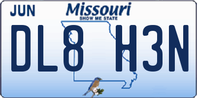 MO license plate DL8H3N