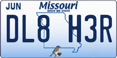 MO license plate DL8H3R