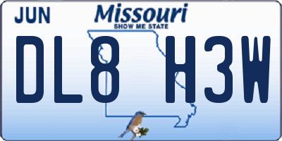 MO license plate DL8H3W