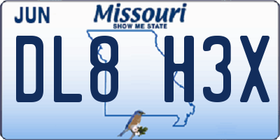 MO license plate DL8H3X