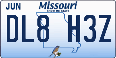 MO license plate DL8H3Z