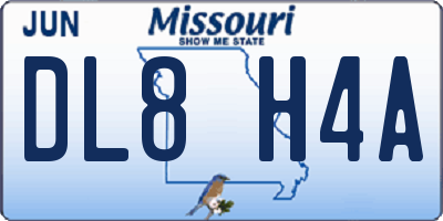 MO license plate DL8H4A