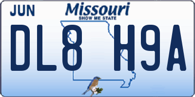 MO license plate DL8H9A
