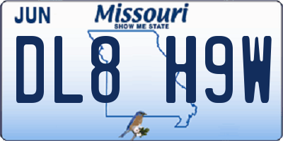 MO license plate DL8H9W