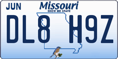 MO license plate DL8H9Z
