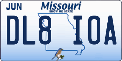 MO license plate DL8I0A