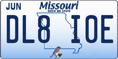 MO license plate DL8I0E