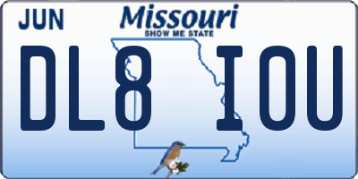 MO license plate DL8I0U
