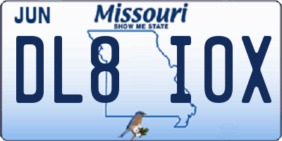 MO license plate DL8I0X