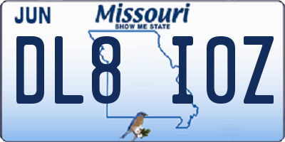 MO license plate DL8I0Z