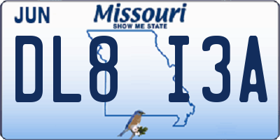 MO license plate DL8I3A