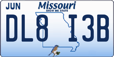 MO license plate DL8I3B