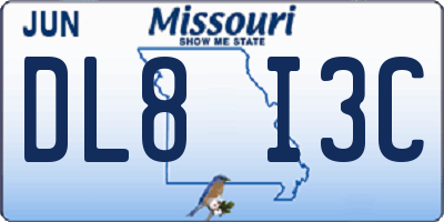 MO license plate DL8I3C
