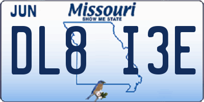 MO license plate DL8I3E