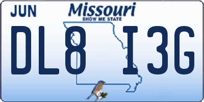 MO license plate DL8I3G