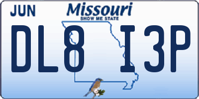 MO license plate DL8I3P