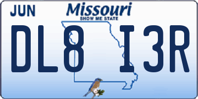 MO license plate DL8I3R