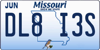 MO license plate DL8I3S