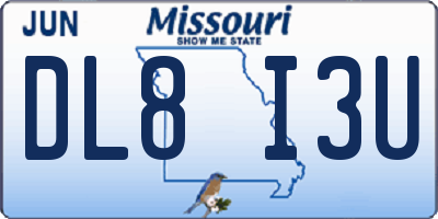 MO license plate DL8I3U