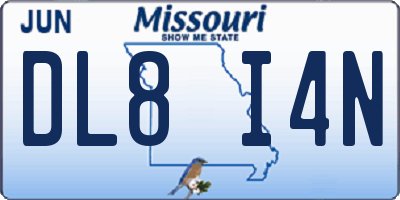 MO license plate DL8I4N