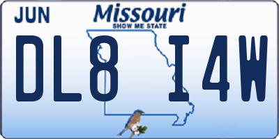 MO license plate DL8I4W