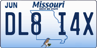 MO license plate DL8I4X