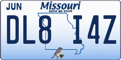 MO license plate DL8I4Z