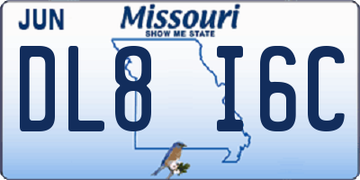 MO license plate DL8I6C