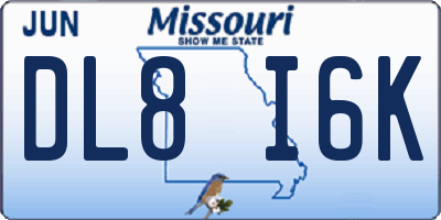 MO license plate DL8I6K