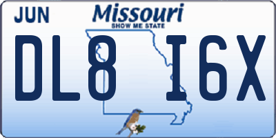 MO license plate DL8I6X