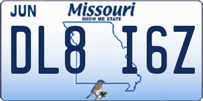 MO license plate DL8I6Z