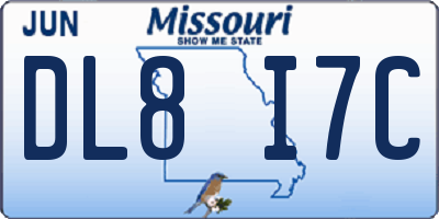 MO license plate DL8I7C
