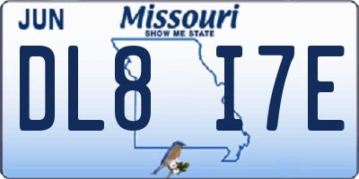 MO license plate DL8I7E