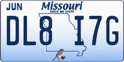 MO license plate DL8I7G