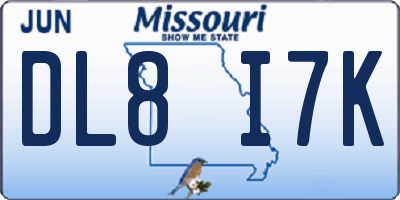 MO license plate DL8I7K