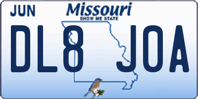 MO license plate DL8J0A