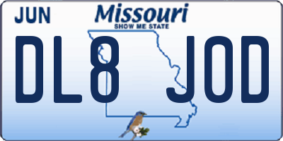 MO license plate DL8J0D
