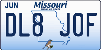 MO license plate DL8J0F