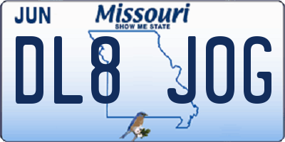 MO license plate DL8J0G