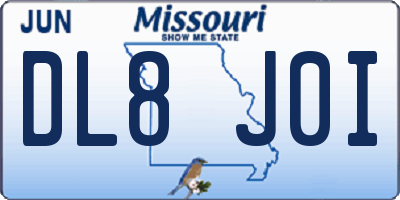 MO license plate DL8J0I