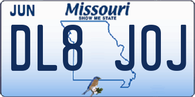 MO license plate DL8J0J