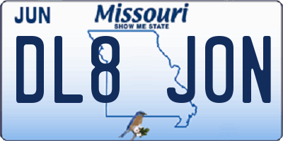 MO license plate DL8J0N