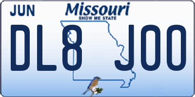 MO license plate DL8J0O
