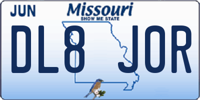 MO license plate DL8J0R