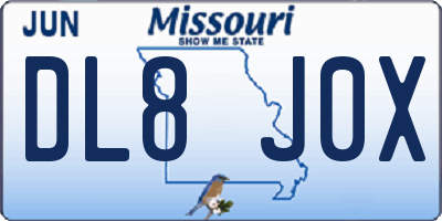 MO license plate DL8J0X