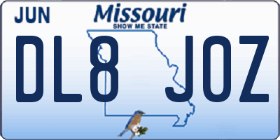 MO license plate DL8J0Z
