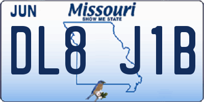 MO license plate DL8J1B